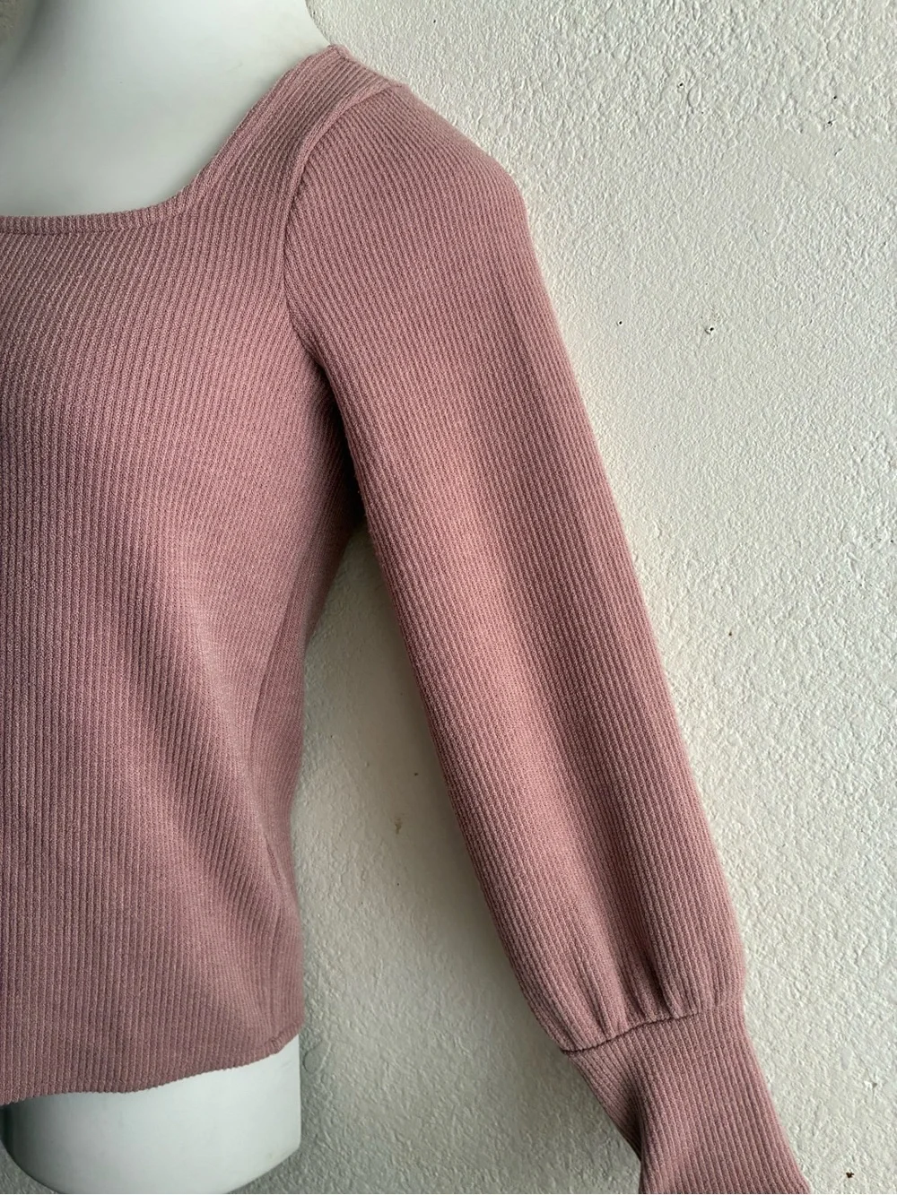 Madewell Ribbed Square-Neck Sweater in Dusty Mauve XS